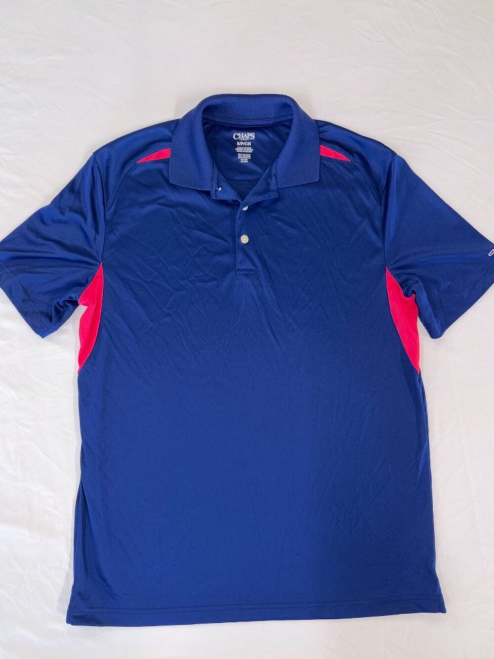 Chaps Golf Performance Polo Navy with Pink Accent Size Small